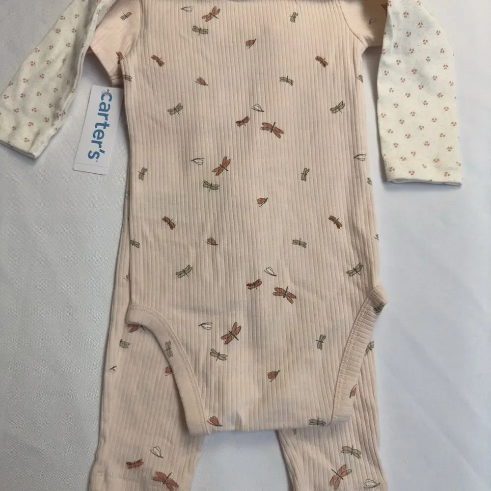 Carter's Bodysuits & Leggings 3 Piece Set Baby Girl 18M Pink Cream